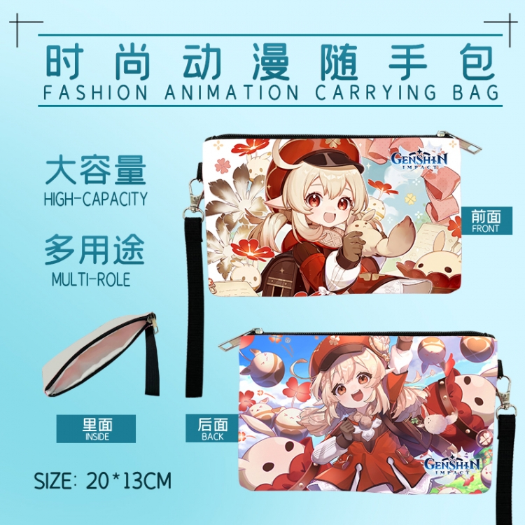 Genshin Impact Fashion Anime Large-capacity Handbag Painting Cosmetic Bag Pencil Case 20x13cm