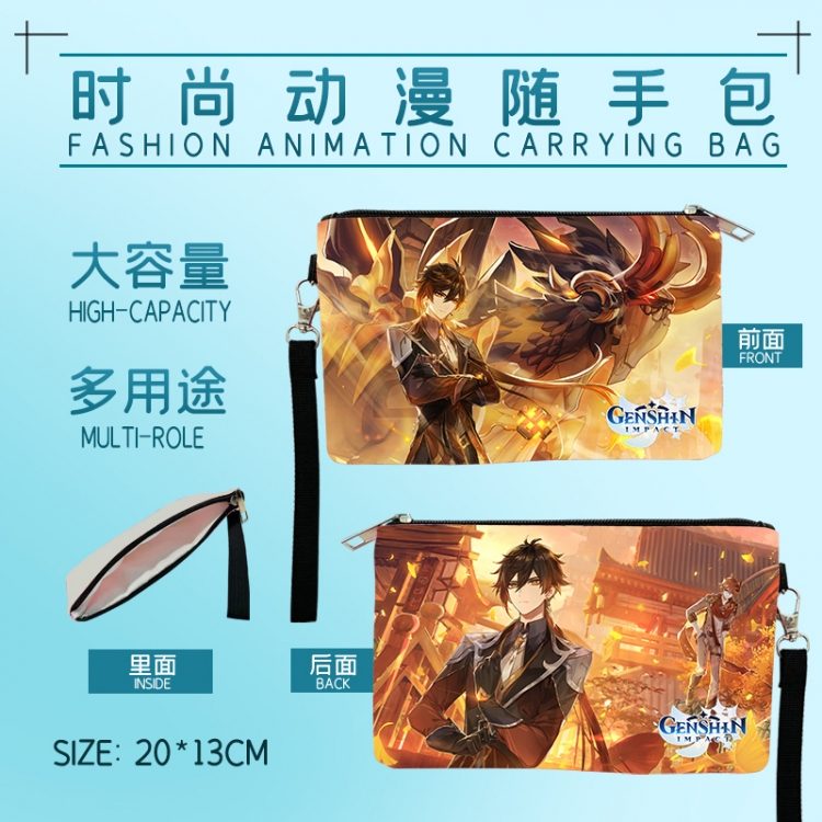 Genshin Impact Fashion Anime Large-capacity Handbag Painting Cosmetic Bag Pencil Case 20x13cm