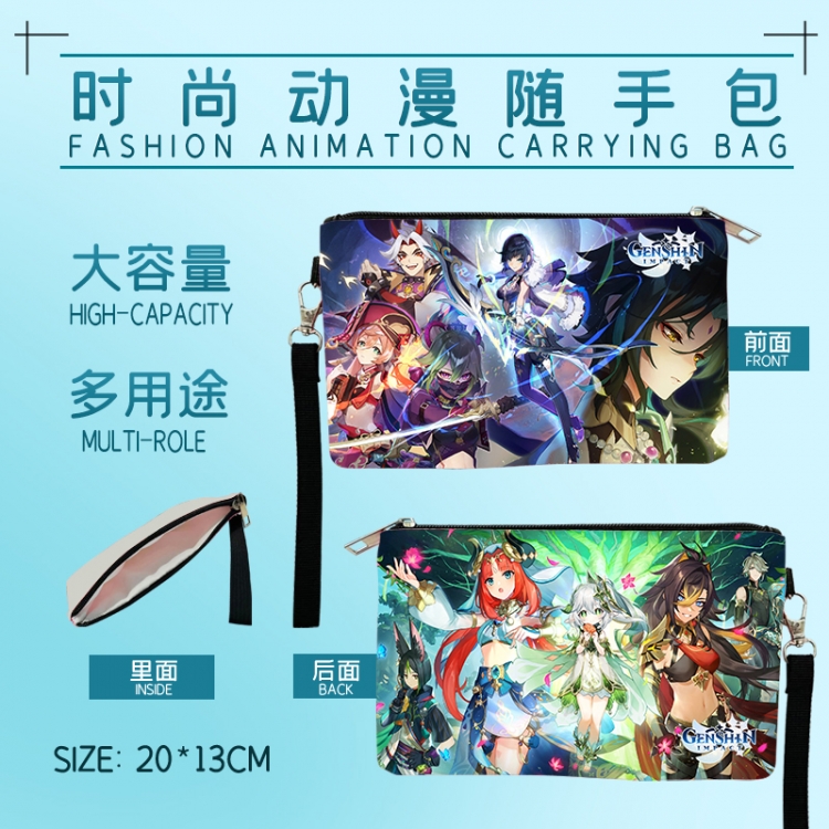 Genshin Impact Fashion Anime Large-capacity Handbag Painting Cosmetic Bag Pencil Case 20x13cm