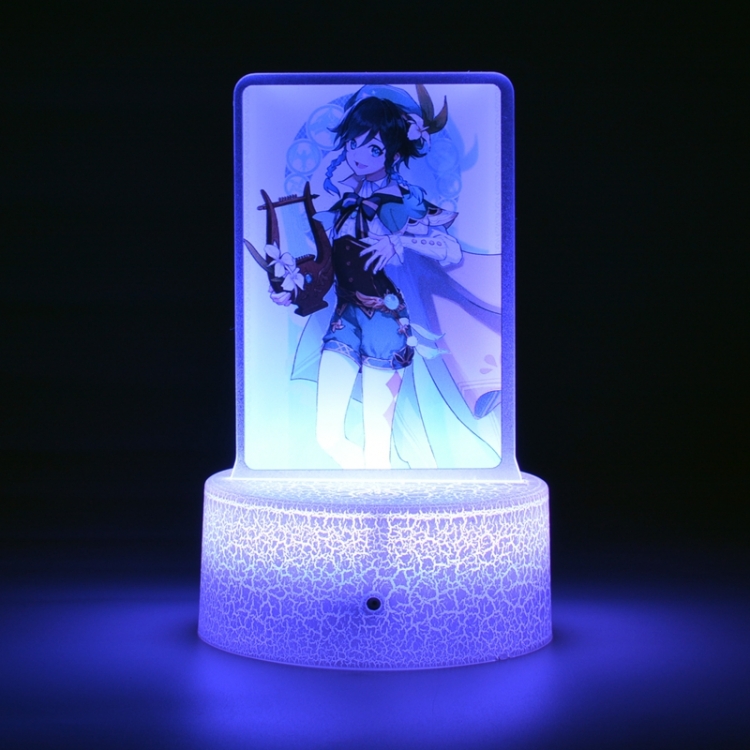 Genshin Impact Venti  Color acrylic night light 16 kinds of color changing remote control USB interface boxed 14X7X4CM w