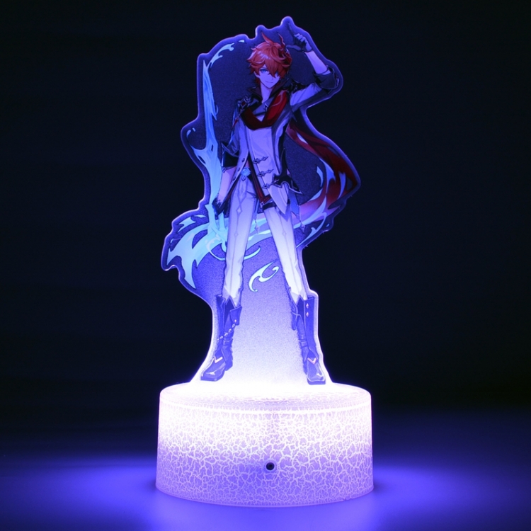 Genshin Impact  Tartaglia Color Acrylic Night Light 16 Color-changing Remote Control USB Interface Box Set 19X7X4CM whit