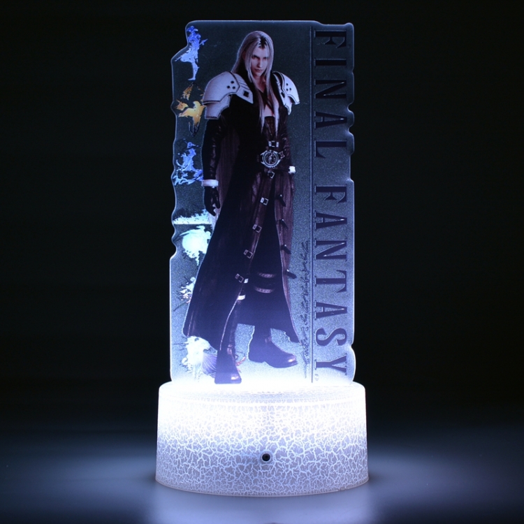 Final Fantasy Color Acrylic Night Light 16 Color-changing Remote Control USB Interface Box Set 19X7X4CM white cracked ba