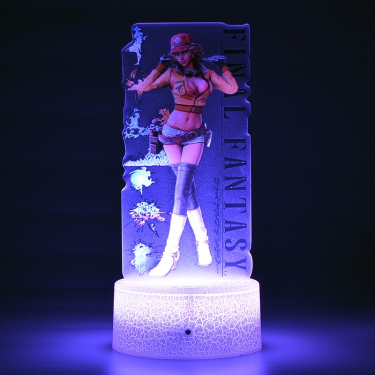 Final Fantasy Color Acrylic Night Light 16 Color-changing Remote Control USB Interface Box Set 19X7X4CM white cracked ba