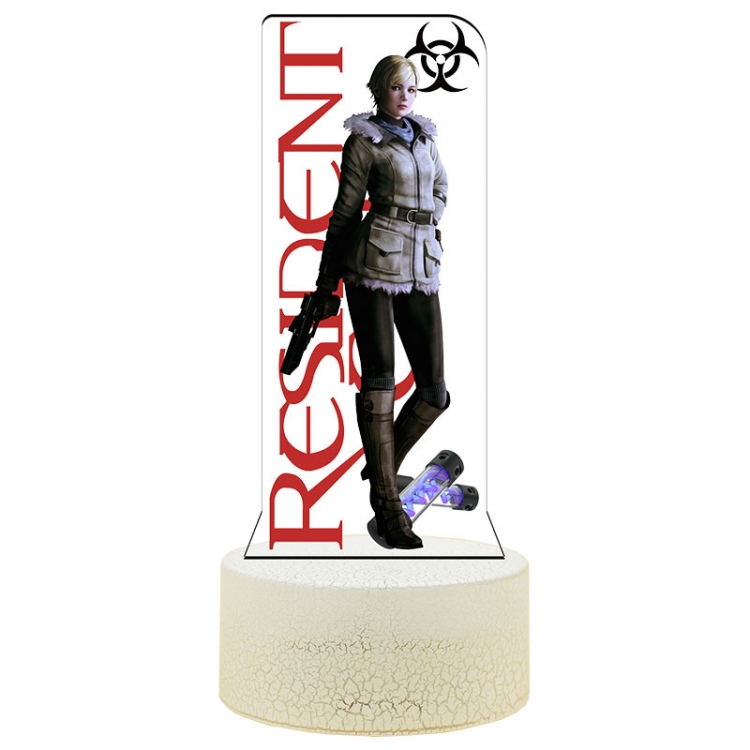 Resident Evil Acrylic Night Light 16 Color-changing Remote Control USB Interface Box Set 19X7X4CM white cracked base