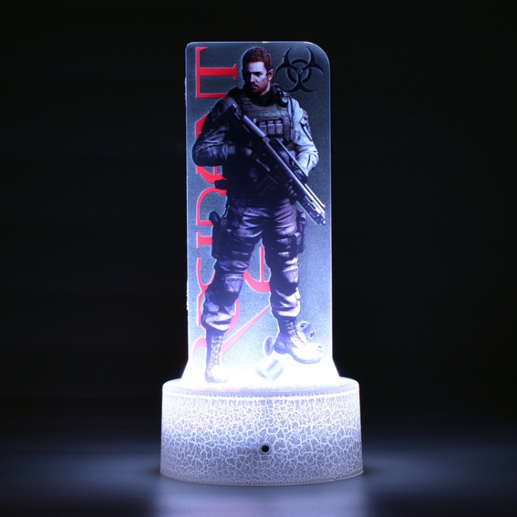 Resident Evil Chris-Redfield Acrylic Night Light 16 Color-changing Remote Control USB Interface Box Set 19X7X4CM white c