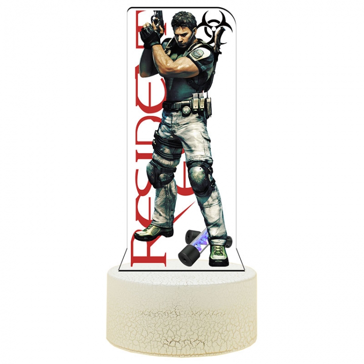 Resident Evil Chris-Redfield   Acrylic Night Light 16 Color-changing Remote Control USB Interface Box Set 19X7X4CM white