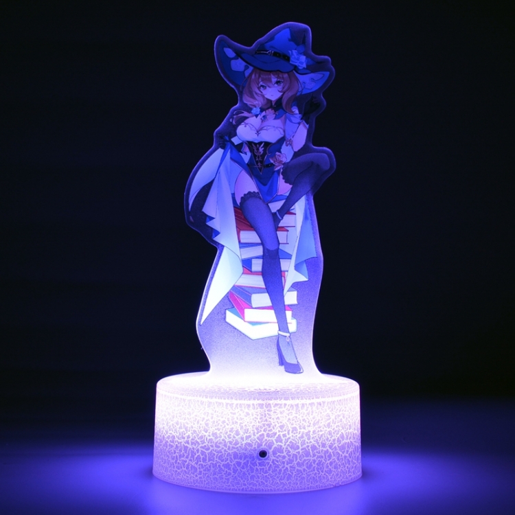 Genshin Impact Acrylic Night Light 16 Color-changing Remote Control USB Interface Box Set 19X7X4CM white cracked base