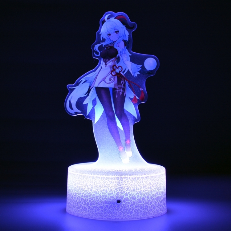 Genshin Impact Acrylic Night Light 16 Color-changing Remote Control USB Interface Box Set 19X7X4CM white cracked base