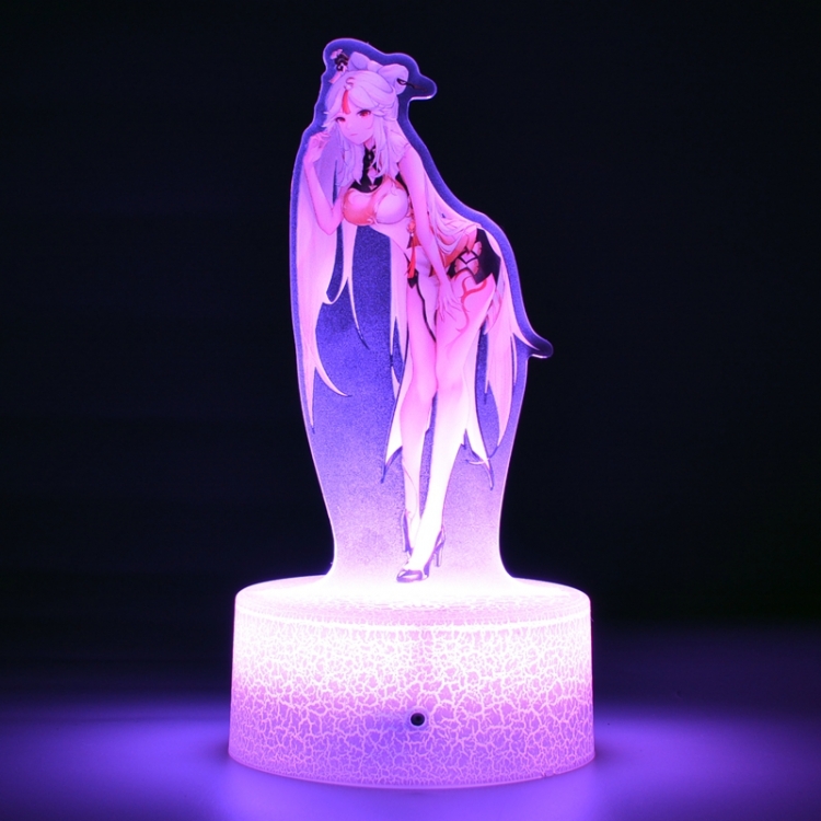 Genshin Impact Acrylic Night Light 16 Color-changing Remote Control USB Interface Box Set 19X7X4CM white cracked base