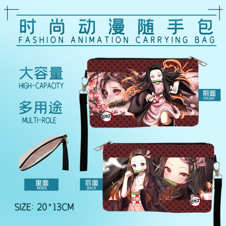 Demon Slayer Kimets Fashion Anime Large Capacity Handbag Cosmetic Bag Pencil Case 20x13cm