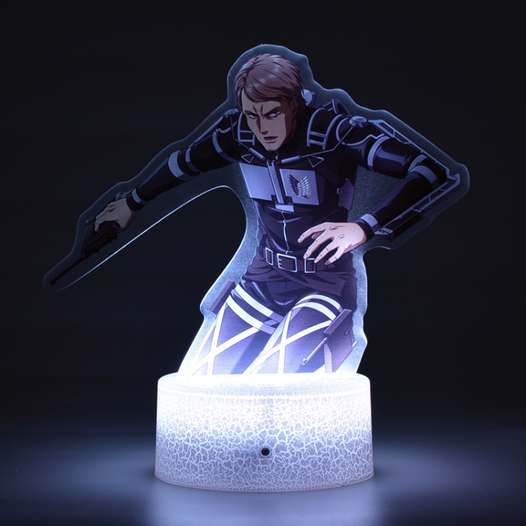 Shingeki no Kyojin Acrylic Night Light 16 Color-changing Remote Control USB Interface Box Set 19X7X4CM white cracked bas