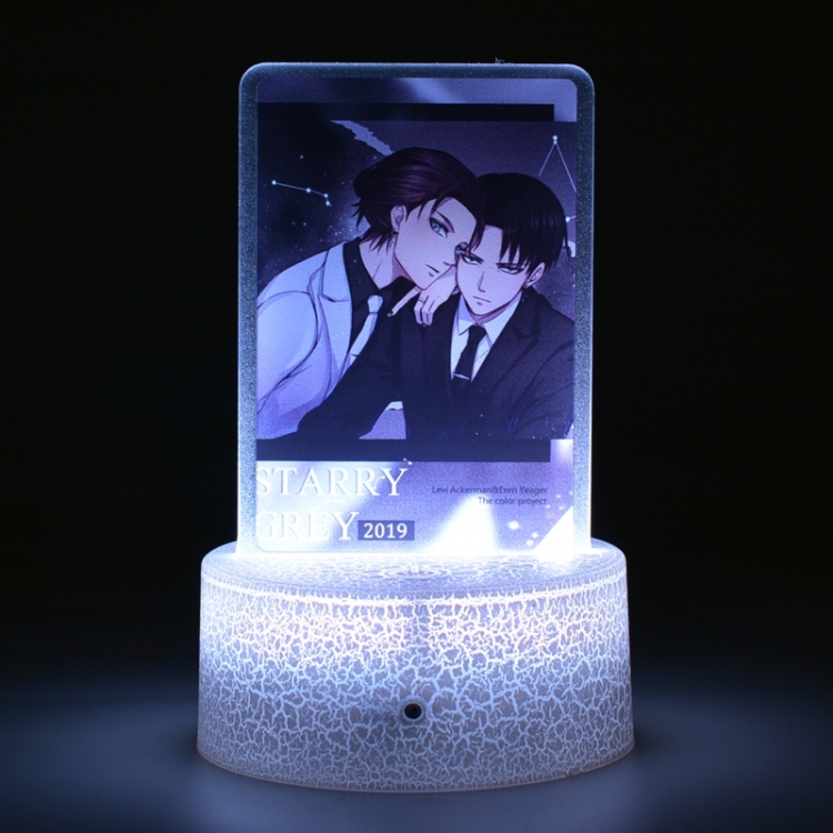 Shingeki no Kyojin Acrylic night light 16 kinds of color changing USB interface box 14X7X4CM white base