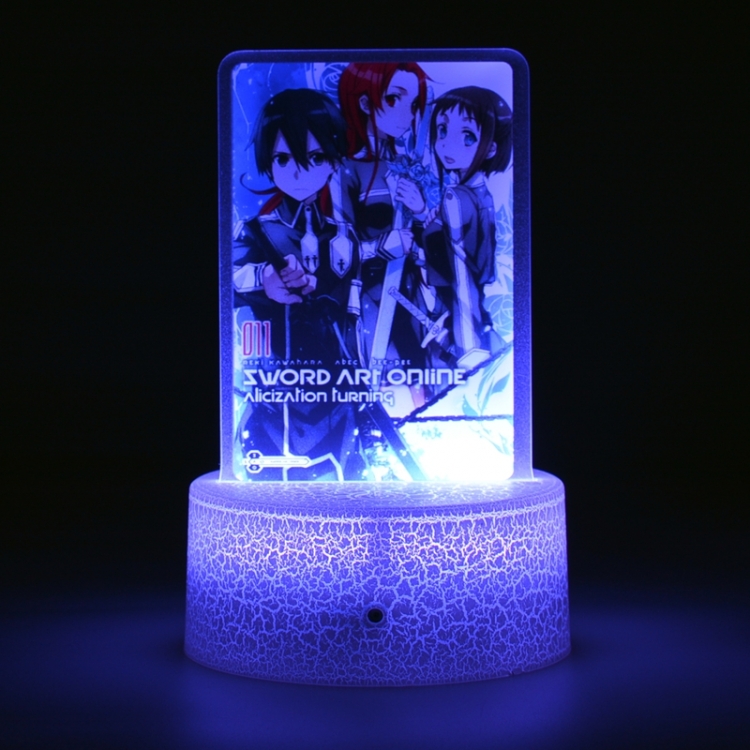 Sword Art Online Acrylic night light 16 kinds of color changing USB interface box 14X7X4CM white base
