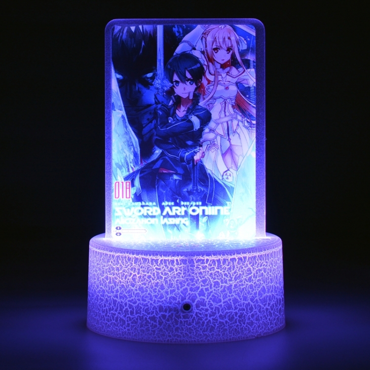 Sword Art Online Acrylic night light 16 kinds of color changing USB interface box 14X7X4CM white base