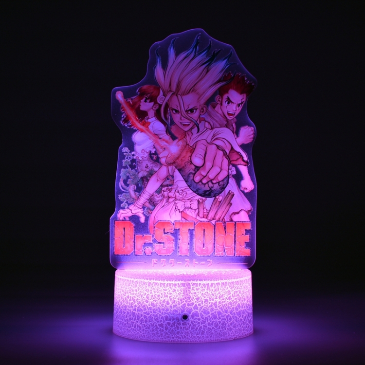 Dr.STONE Special edition Acrylic night light 16 kinds of color changing USB interface box 14X7X4CM white base