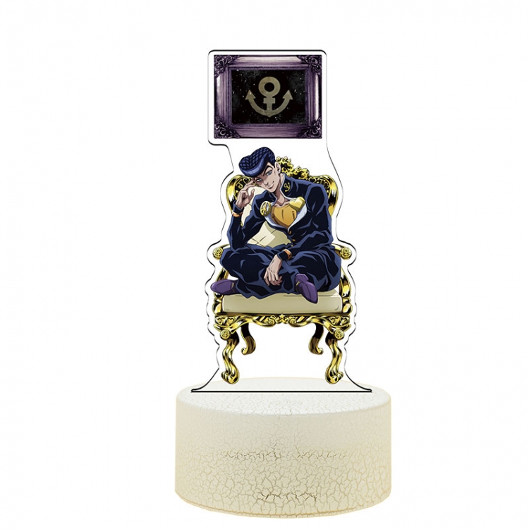 JoJos Bizarre Adventure Acrylic Night Light 16 Color-changing USB Interface Box Set 19X7X4CM white base