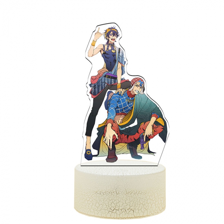 JoJos Bizarre Adventure Acrylic Night Light 16 Color-changing USB Interface Box Set 19X7X4CM white base