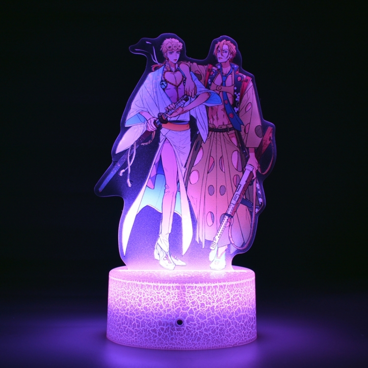 JoJos Bizarre Adventure Acrylic Night Light 16 Color-changing USB Interface Box Set 19X7X4CM white base