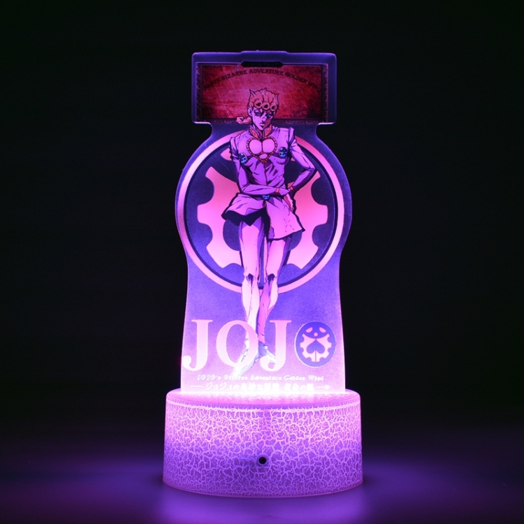 JoJos Bizarre Adventure Acrylic Night Light 16 Color-changing USB Interface Box Set 19X7X4CM white base