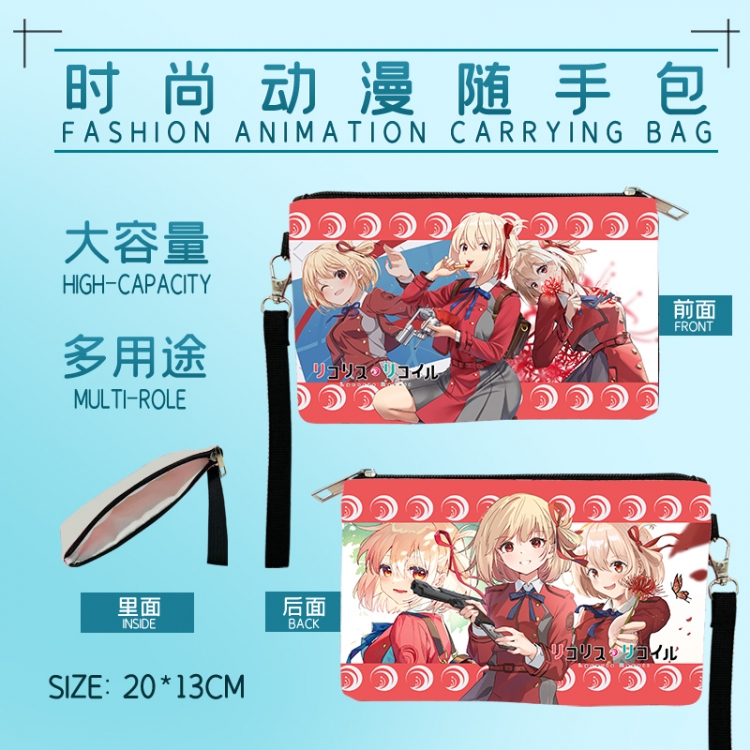 LycorisRecoil Fashion Animation Large Capacity Handbag Makeup Bag Pencil Bag 20x13cm