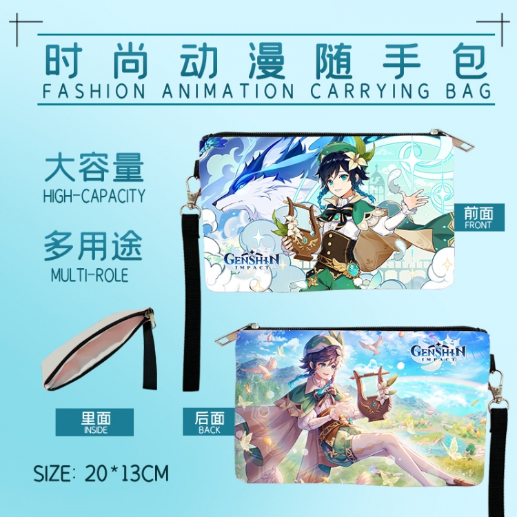 Genshin Impact  Fashion Animation Large Capacity Handbag Makeup Bag Pencil Bag 20x13cm