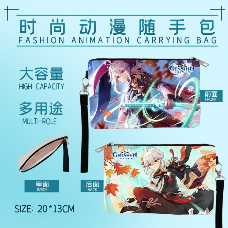 Genshin Impact Fashion Animation Large Capacity Handbag Makeup Bag Pencil Bag 20x13cm
