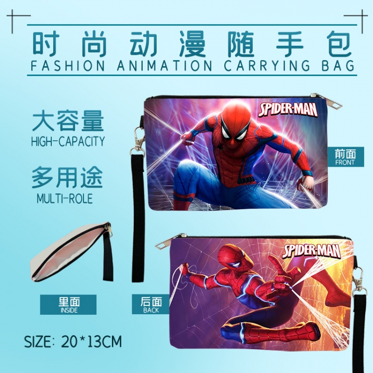 Spiderman Fashion Animation Large Capacity Handbag Makeup Bag Pencil Bag 20x13cm