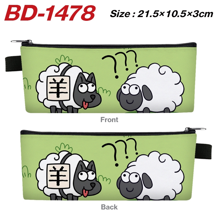 Sheep A Sheep Cartoon game PU leather zipper pen bag 21.5x10.5x3cm BD-1478