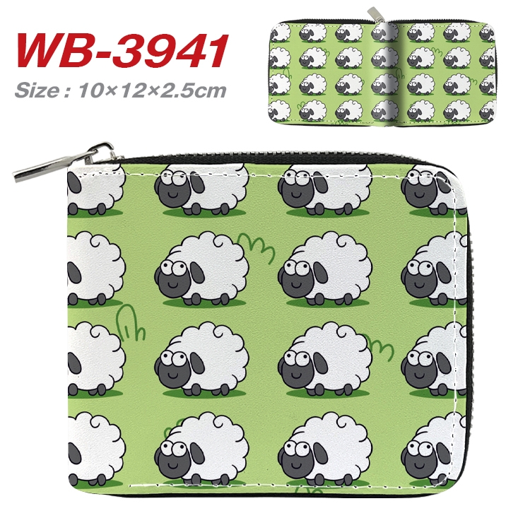 Sheep A Sheep Cartoon Game Full Color Short Full Zip Wallet 10x12x2.5cm  WB-3941A