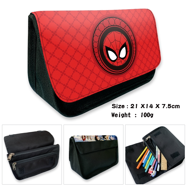 Superhero Velcro canvas zipper pencil case Pencil Bag 21×14×7.5cm