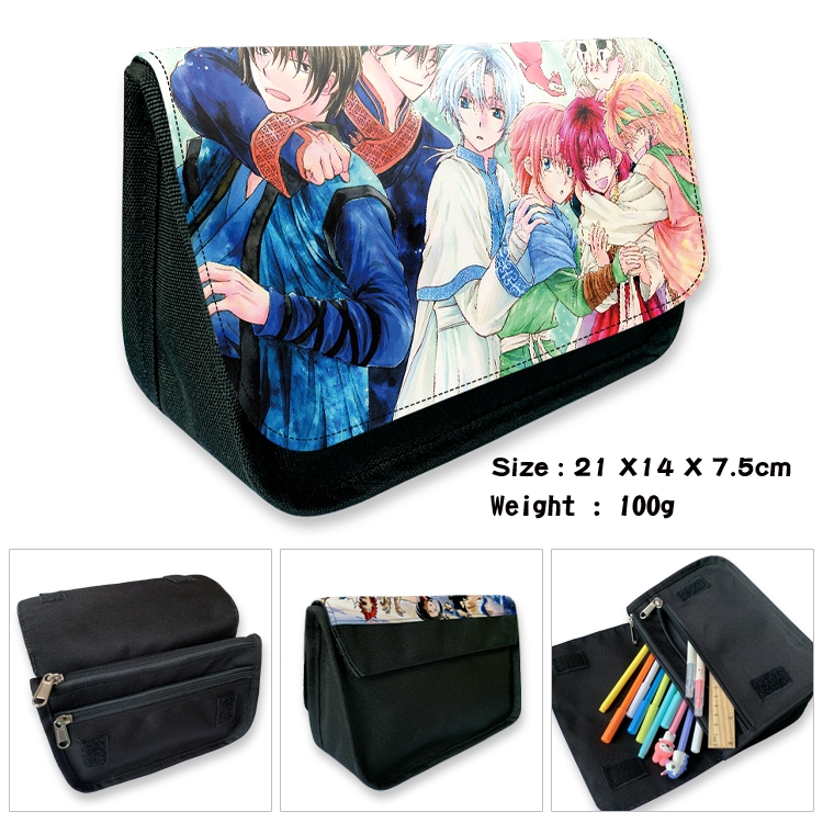 chenxigongzhu Velcro canvas zipper pencil case Pencil Bag 21×14×7.5cm