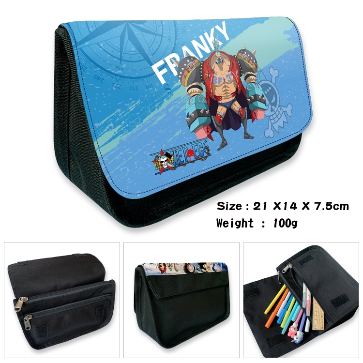One Piece Velcro canvas zipper pencil case Pencil Bag 21×14×7.5cm