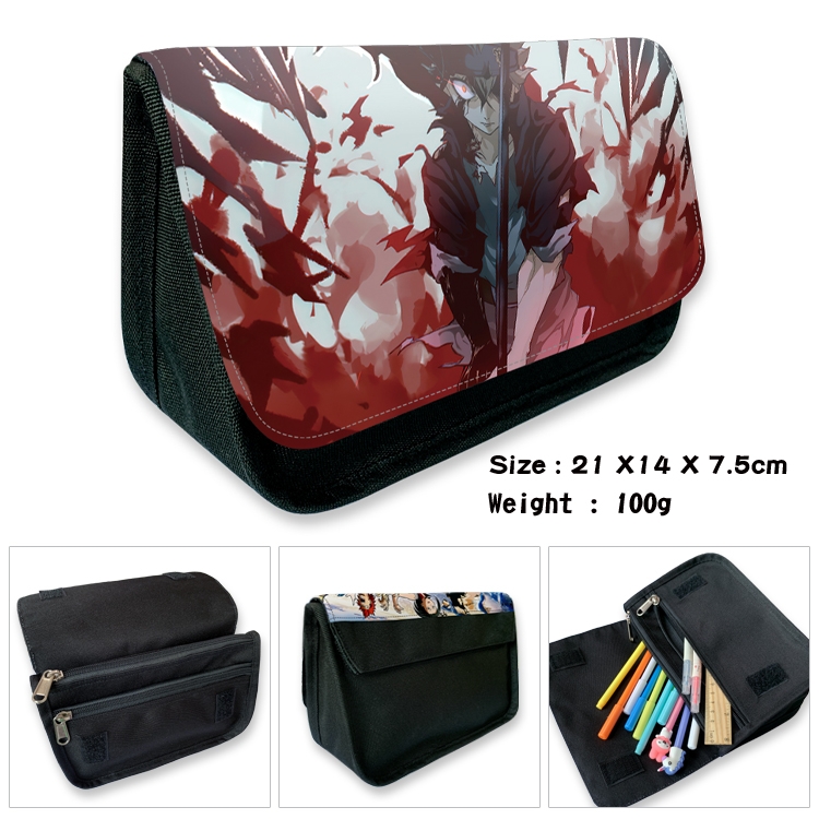 black clover Velcro canvas zipper pencil case Pencil Bag 21×14×7.5cm