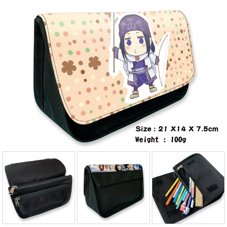 Golden Kamui Velcro canvas zipper pencil case Pencil Bag 21×14×7.5cm