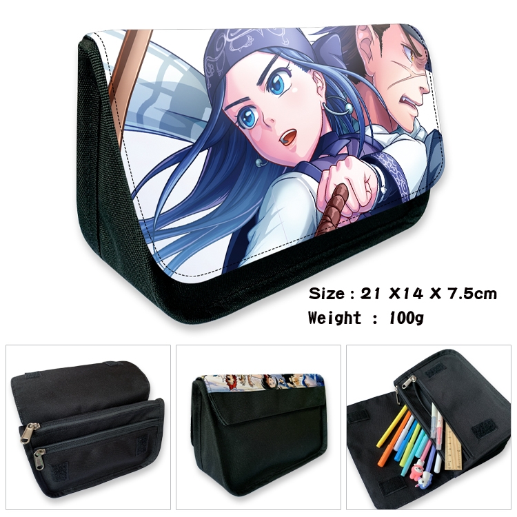 Golden Kamui Velcro canvas zipper pencil case Pencil Bag 21×14×7.5cm