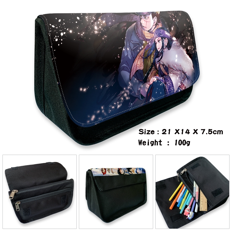 Golden Kamui Velcro canvas zipper pencil case Pencil Bag 21×14×7.5cm