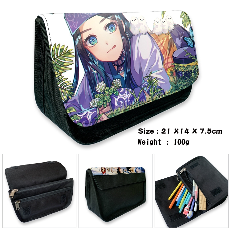 Golden Kamui Velcro canvas zipper pencil case Pencil Bag 21×14×7.5cm