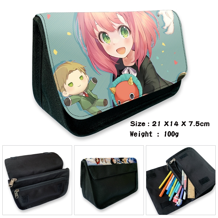 SPY×FAMILY Velcro canvas zipper pencil case Pencil Bag 21×14×7.5cm