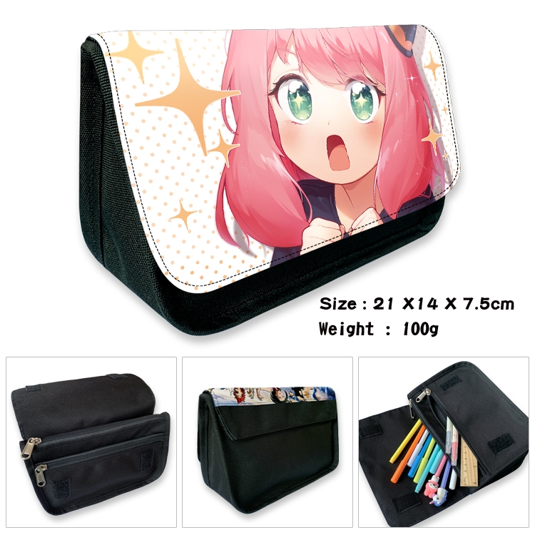 SPY×FAMILY Velcro canvas zipper pencil case Pencil Bag 21×14×7.5cm