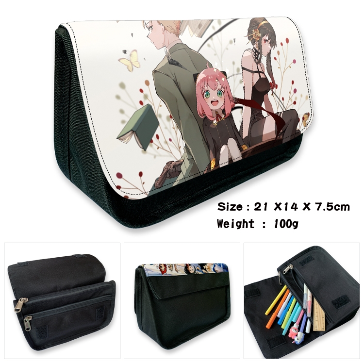 SPY×FAMILY Velcro canvas zipper pencil case Pencil Bag 21×14×7.5cm