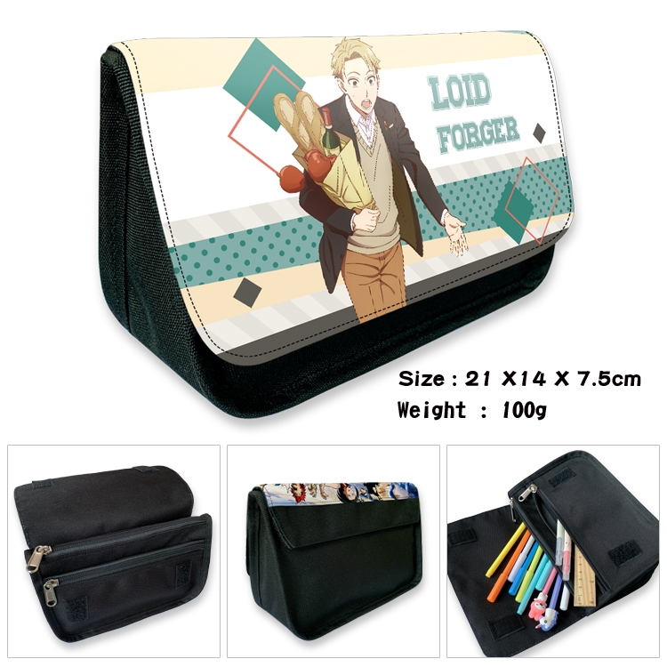 SPY×FAMILY Velcro canvas zipper pencil case Pencil Bag 21×14×7.5cm