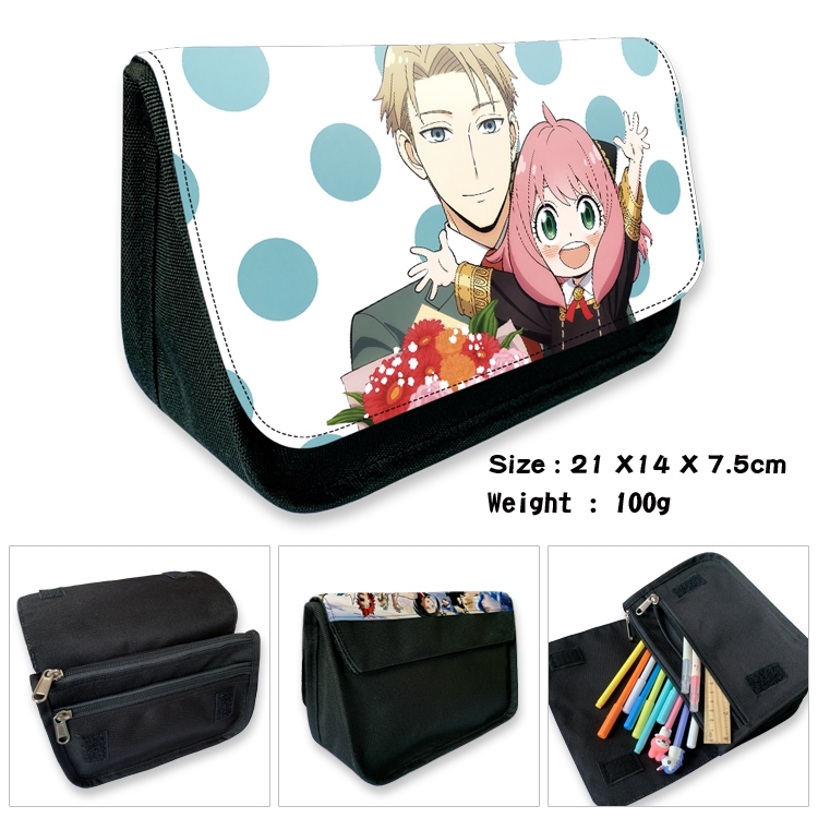 SPY×FAMILY Velcro canvas zipper pencil case Pencil Bag 21×14×7.5cm