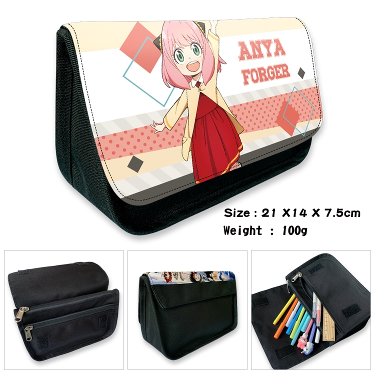 SPY×FAMILY Velcro canvas zipper pencil case Pencil Bag 21×14×7.5cm