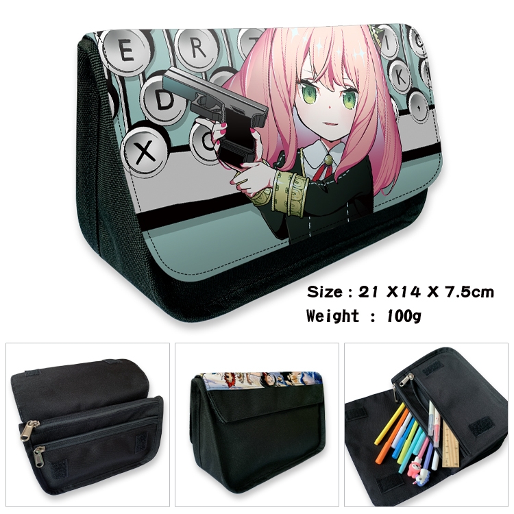 SPY×FAMILY Velcro canvas zipper pencil case Pencil Bag 21×14×7.5cm