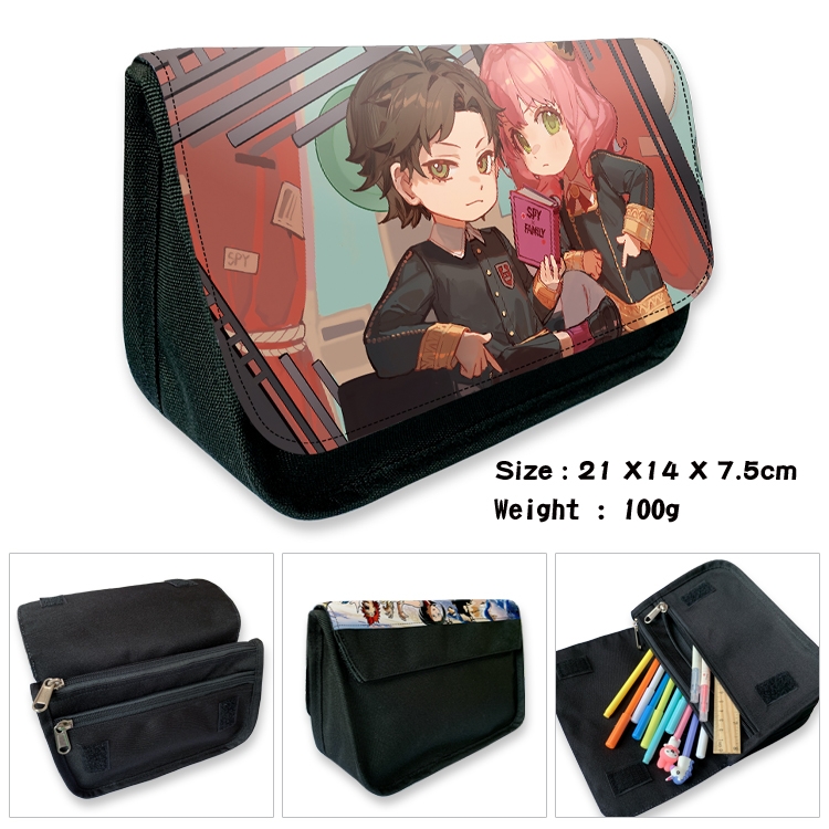 SPY×FAMILY Velcro canvas zipper pencil case Pencil Bag 21×14×7.5cm