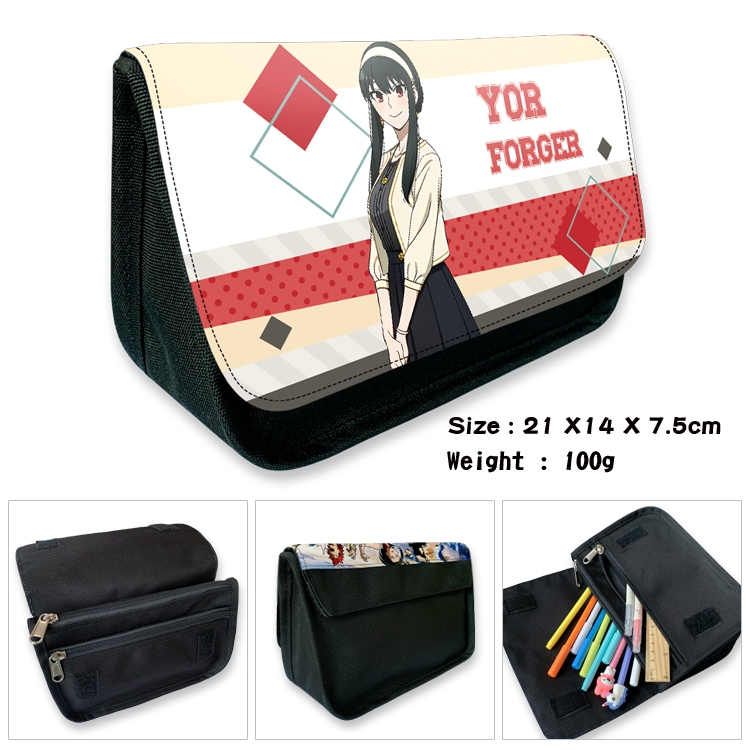 SPY×FAMILY Velcro canvas zipper pencil case Pencil Bag 21×14×7.5cm