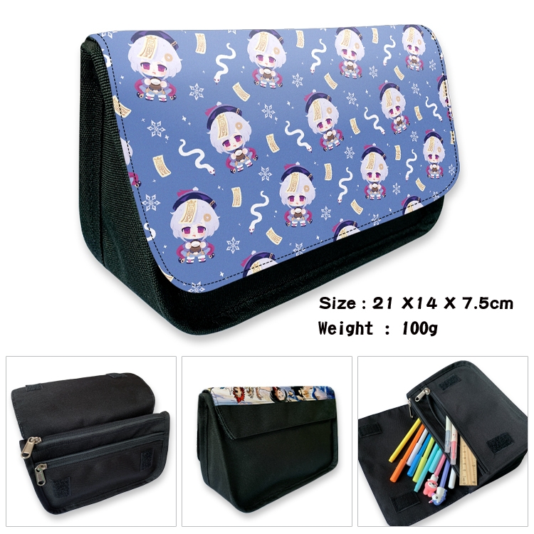 Genshin Impact Velcro canvas zipper pencil case Pencil Bag 21×14×7.5cm