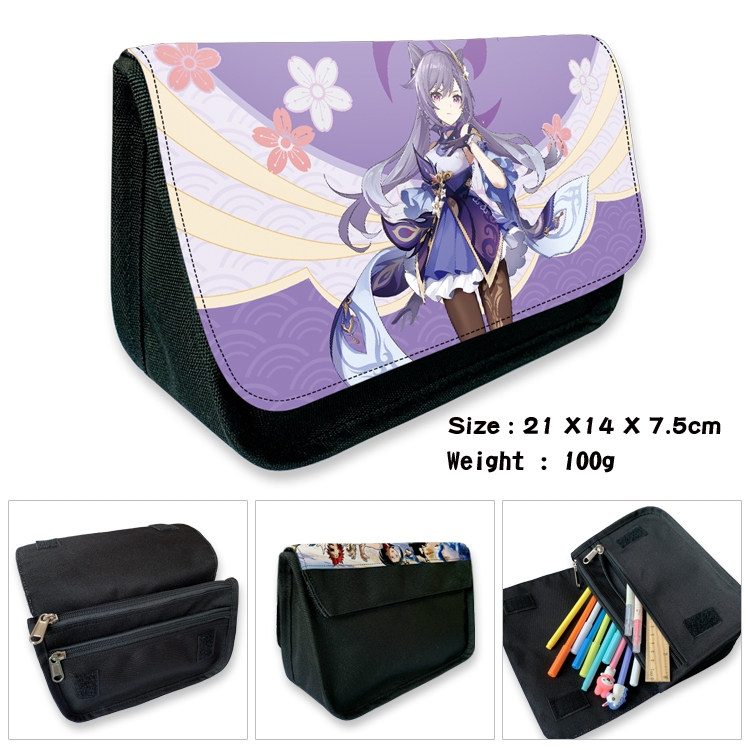 Genshin Impact Velcro canvas zipper pencil case Pencil Bag 21×14×7.5cm