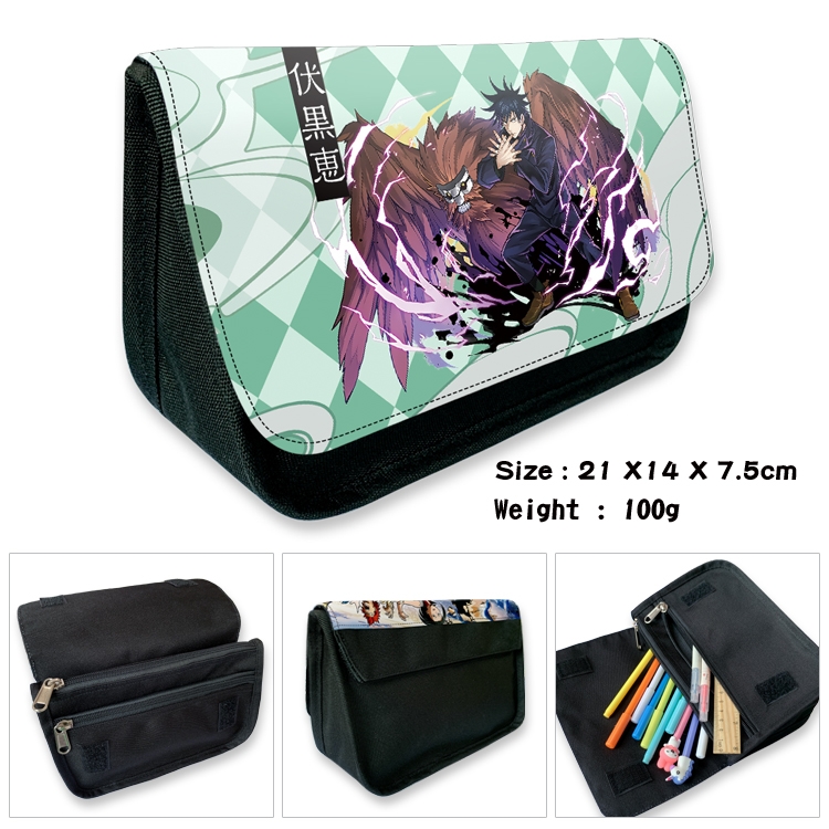 Jujutsu Kaisen Velcro canvas zipper pencil case Pencil Bag 21×14×7.5cm