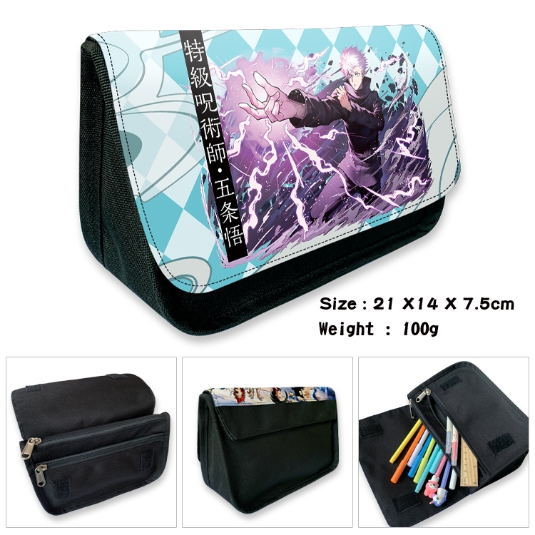 Jujutsu Kaisen Velcro canvas zipper pencil case Pencil Bag 21×14×7.5cm